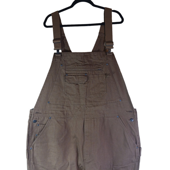 Duluth Trading Mens 46x30 Fire Hose Ultimate Bib Overalls Brown Cargo Comfy - Picture 6 of 16